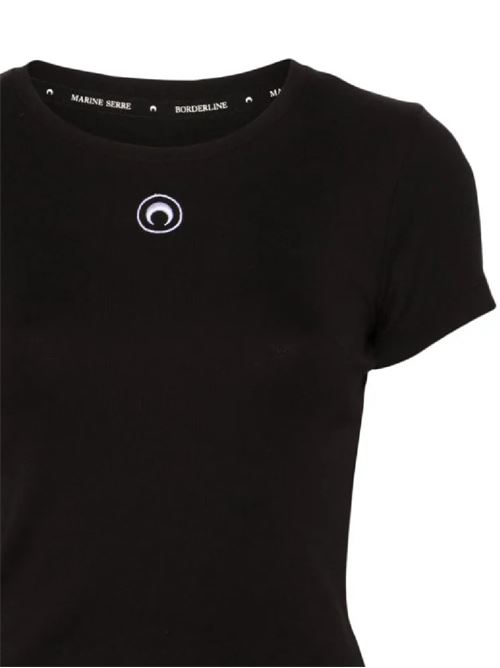 T-shirt in jersey di cotone organico nero Marine Serre | WTT012CJER0008BK99